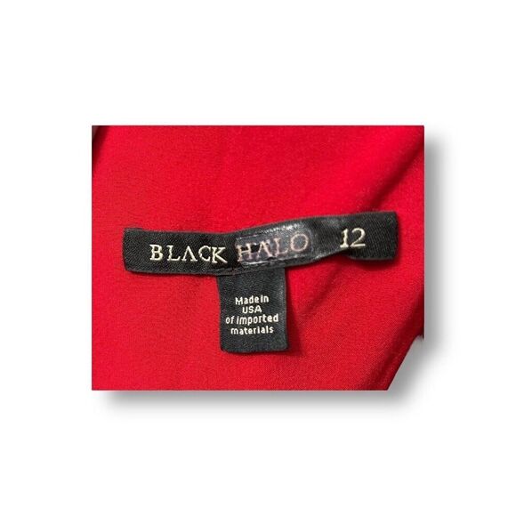 Black Halo 12 Red Akeno Sheath Midi Dress Pleated Formal Cocktail Wedding Guest - Picture 5 of 9